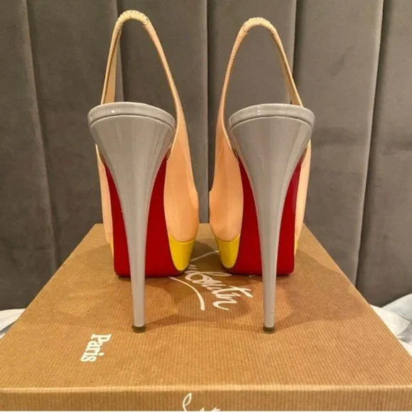 Christian Louboutin Peep Toe Slingback Heels-37.5 - Picture 3 of 9